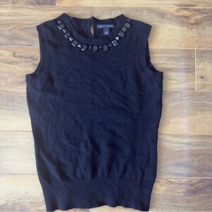 Banana Republic Black Sleeveless Jewel-Neck Knit Tank Top sz small